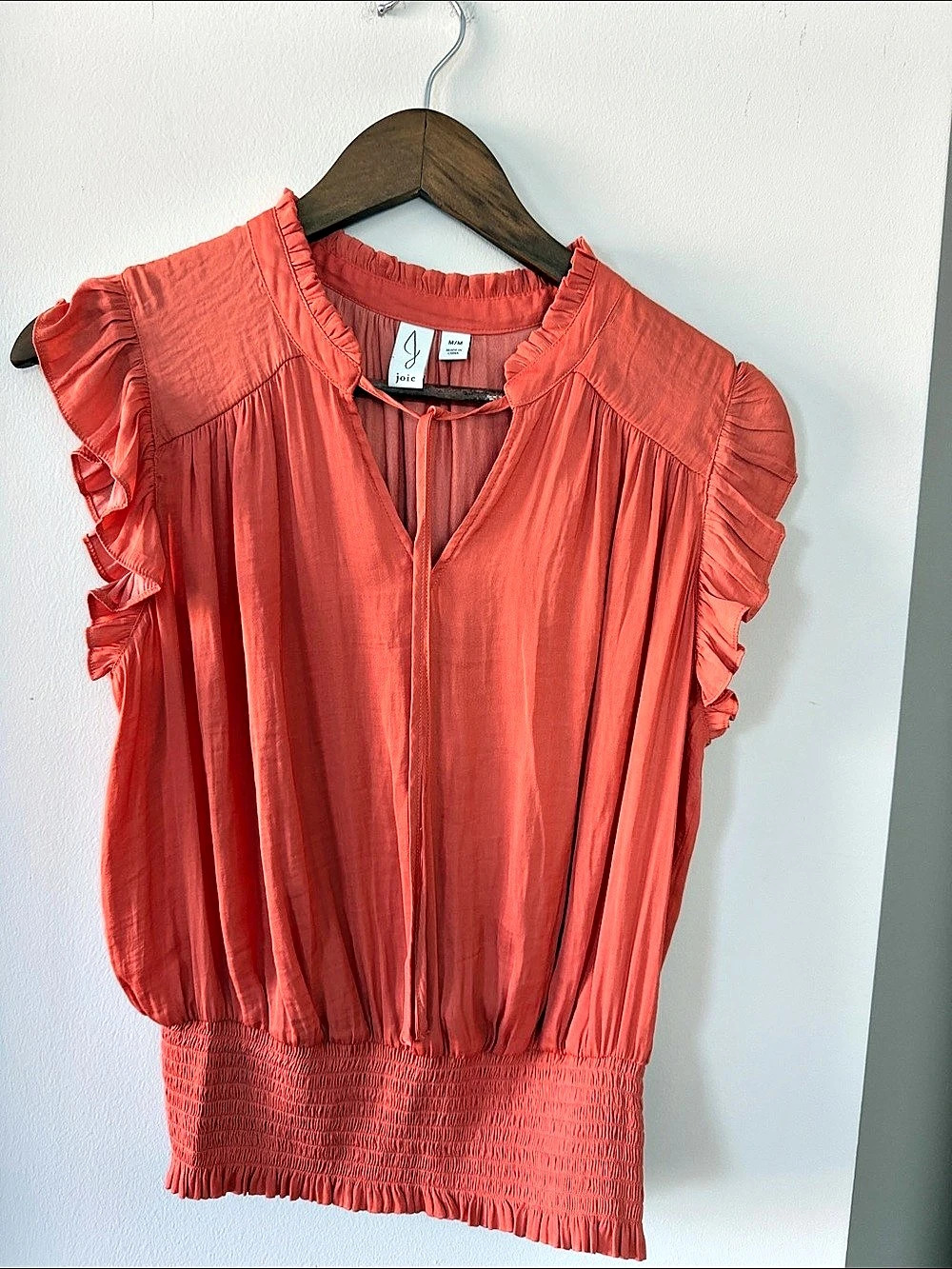joie Ruffle Sleeve Blouse in Pink Size Medium Like New